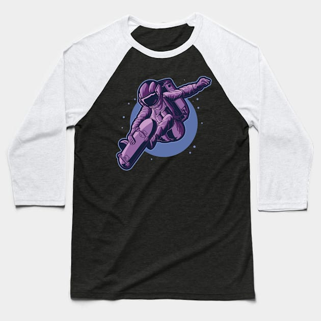 Space Skating Baseball T-Shirt by CanossaGraphics